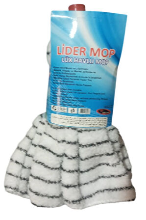 Lider Wellsoft Mop Paspas Mop Yedek Ucu Ve Ahşap Sapı ile Takım