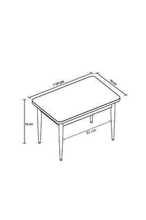 Life 70x110 Mdf Masa Metal Ayaklı Sabit Üst Kalite Mutfak Masası Yemek Odası Masası Salon Masası
