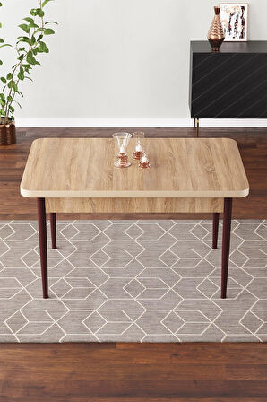 Life 70x110 Mdf Masa Metal Ayaklı Sabit Üst Kalite Mutfak Masası Yemek Odası Masası Salon Masası