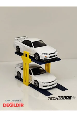 1/64 Ölçek Diorama 2 Araçlık Lift Sarı-Lacivert