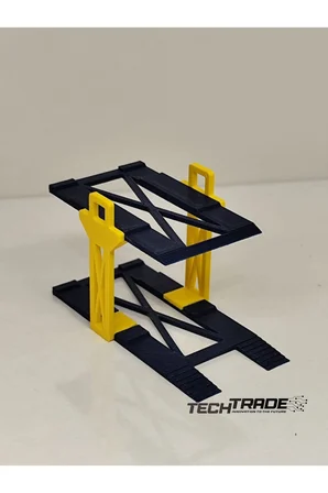 1/64 Ölçek Diorama 2 Araçlık Lift Sarı-Lacivert