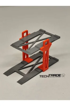 1/64 Ölçek Diorama 2 Araçlık Lift Turuncu-Gri