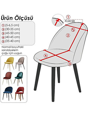 upmall Yıkanabilir Streç Lastikli Likralı Oval Sandalye Kılıfı - Yuvarlak Sandalye Örtüsü 6 adet