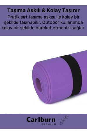 #KampMatı Taşıma Askılı Su Geçirmez Çift Taraflı Kaymaz Çadır Uyku 6.5mm Lila Kamp Yer Minderi