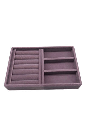 Süet Kumaş Lila Renk 22 cm 14 cm Çekmece İçi Takı Standı
