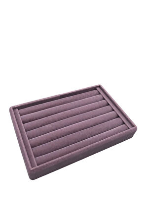 Yerli Üretim Küçük Boy Süet Kumaş Lila Renk 22,5/14,5 Cm Rulo Çekmece Içi Yüzük Standı