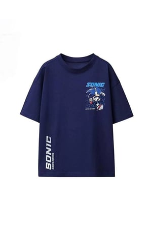 Lily Co Lacivert Sonic Tema Baskılı Unisex Çocuk Tişört