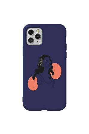 Iphone 11 Pro Max Lacivert Renkli Silikon Telefon Kilifi - Emma