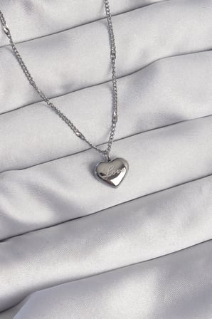 316L Çelik Gümüş Renk Kalp Model Love Kolye - Lisinya
