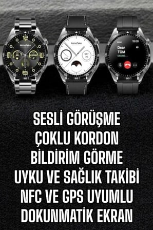 Akıllı Saat Titreşimli Pusula Nabız ve Tansiyon Ölçer NFC Uyumlu - Lisinya