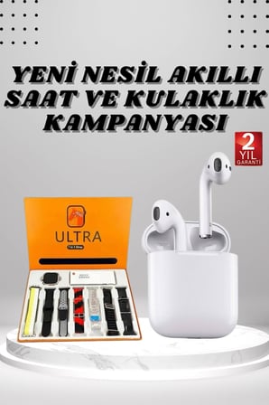 7 Kordonlu Akıllı Saat Ve 2.Nesil Kulaklık Yüksek Ses Kaliteli Uzun Pil Ömrü - Lisinya