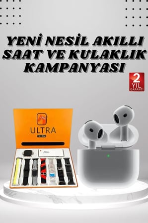 7 Kordonlu Akıllı Saat Ve 3.Nesil Kulaklık Dokunmatik Ekran Sesli Görüşme Yapabilen - Lisinya