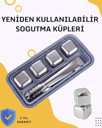 Paslanmaz Metal Buz Küpleri-Çok Amaçlı Kullanıma Uygun - Lisinya