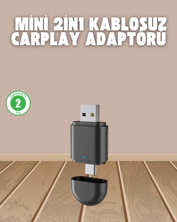 Kablosuz CarPlay Adaptörü – USB-A & Type-C Uyumlu Hızlı Bağlantı Cihazı - Lisinya