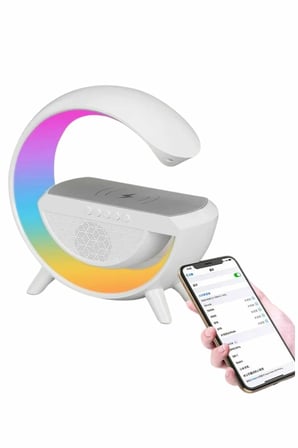 Bluetooth Hoparlör G Şekli Atmosfer Akıllı Rgb Lamba Wireless Kablosuz Şarj - Lisinya