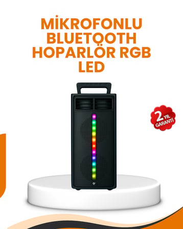 Bluetooth Işıklı Hoparlör – 2x5W Güç | USB + TF Kart + FM Radyo | Siyah Renk - Lisinya