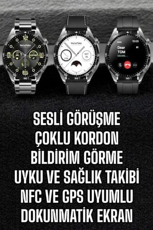 Akıllı Saat Titreşimli Pusula Nabız ve Tansiyon Ölçer NFC Uyumlu - Lisinya