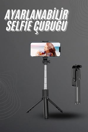 Selfie Çubuğu Tripod Bluetooth Kumandalı Selfie Çubuğu Telefon Tutucu - Lisinya