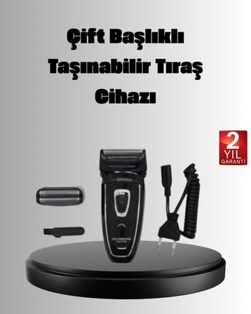 Şarjlı Kablosuz Tıraş Makinesi Çift Başlık Kuru Tıraş Ergonomik Taşınabilir - Lisinya