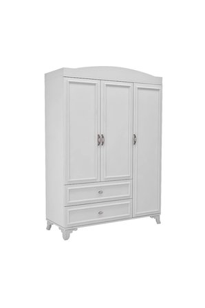 %100 Mdf Lisa 135cm 3 Kapaklı 2 Çekmeceli Gardırop Beyaz