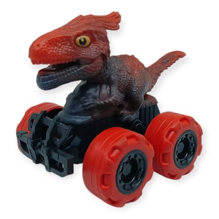 Sürtmeli Dinazor Arabalar 12 cm - H-20 - Kırmızı Parasaurolophus (Lisinya)