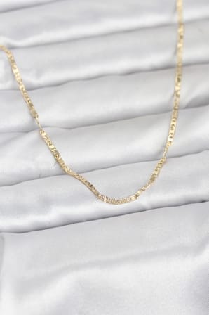 CM 14K Gold Renk Yassı Zincir Model 60 cm Kadın Kolye - Lisinya