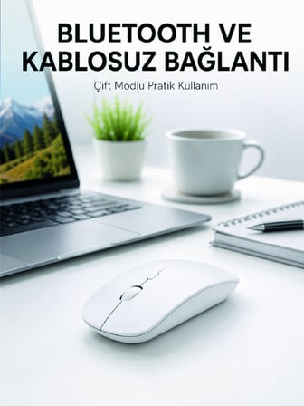 Bluetooth Kablosuz Wireless Mouse Şarjlı Sessiz Ergonomik 5000 DPI Fare - Lisinya