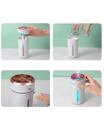 Araç İçi Hava Nemlendirici 5 Esans Hediyeli LED Işıklı USB Buhar Makinesi - Lisinya