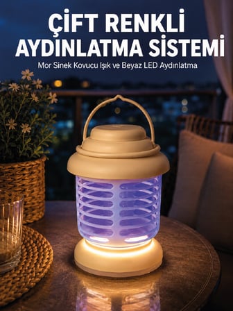 Çift Renkli LED Aydınlatmalı Taşınabilir Sinek Kovucu Lamba - Lisinya