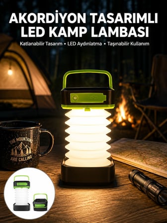 Katlanabilir Kamp Lambası Akordiyon Lamba Şarjlı 3 Kademeli Solar Yeni Nesil - Lisinya