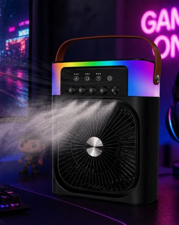 Taşınabilir Mini Klima Nemlendirici Fan RGB Led Aydınlatmalı USB Fan - Lisinya