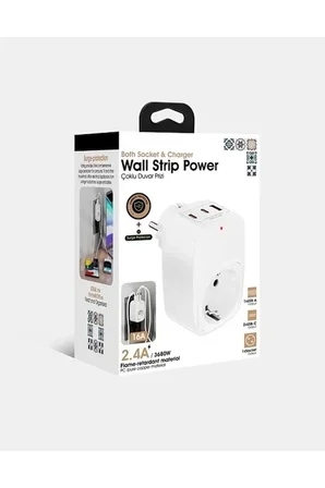 Tekli Yüksek Voltaj Korumalı Duvar Prizi 2x Type-c 1x Usb Çıkışlı Priz Grup Priz Çoğaltıcı Beyaz ( L
