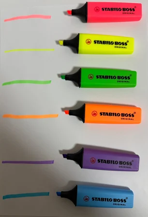 Fosforlu Kalem,  2-5 mm Uç, Su Bazlı Mürekkep, 4 Saat Kurumaya Dayanıklı 6 lı Set