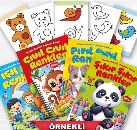 Efsane Renkler ÖRNEKLİ Boyama Kitabı 4 kitap Set