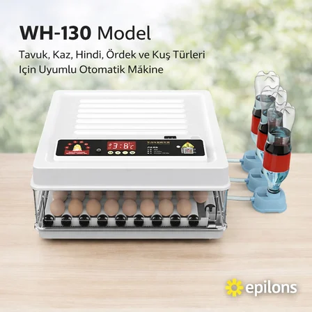 Wh-130 Kuluçka Makinesi -Tavuk Kaz Hindi Ördek ve Kuş Türleri Uyumlu Yedek Motor Hediyeli ( Lisinya 