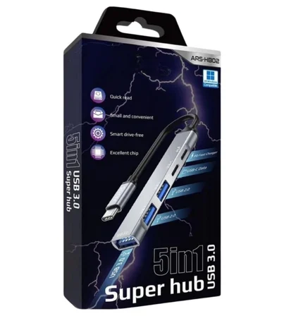 5in1 Metal USB Hub – Yüksek Hızlı Çoklayıcı, 5 Bağlantı Noktalı, Dayanıklı ve Taşınabilir Tasarım ( 