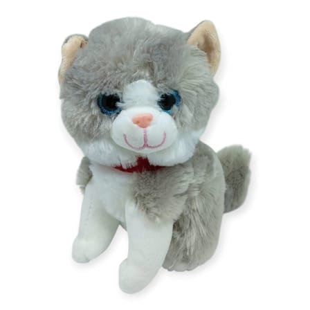 Sesli Peluş Kedi 25 cm - Gri (Lisinya)