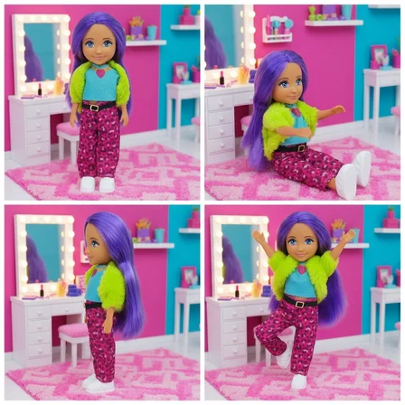 Ankiki Moda İkonu Bebek Figür 13 cm  - Mor Saçlı Hip-Hop Rüzgarı  (Lisinya)