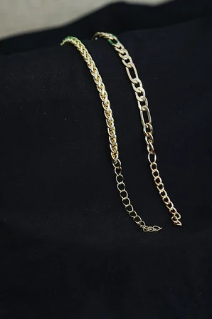 Kombin Bileklik Gold Renk Şavin ve Burgu Model