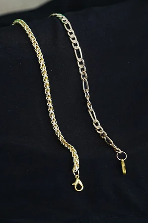 Kombin Bileklik Gold Renk Şavin ve Burgu Model