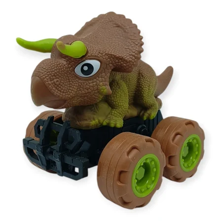 Sürtmeli Dinazor Arabalar 12 cm - H-20 - Triceraptors -Kahverengi (Lisinya)