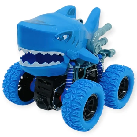 Köpek Balığı Sürtmeli Mekanik Monster Araba Mavi 12 cm (Lisinya)