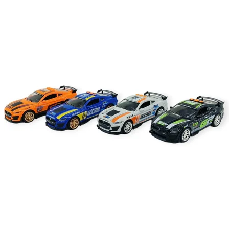 4'Lü Set Spor Araba GT-500 Sürtmeli Işıklı Sesli Plastik 18cm (Lisinya)