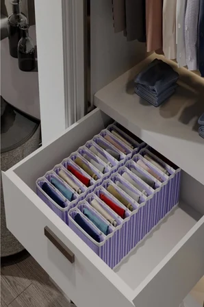 8 Bölmeli Dolap ve Çekmece Içi Düzenleyici Akordiyon Organizer L-00517 (1 Adet) ( Lisinya )