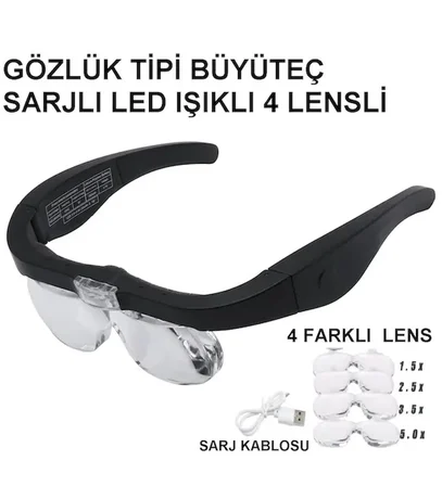 Nikula- Şarjlı gözlük Büyüteç  4 Farklı Lens -11537dc ( Lisinya )