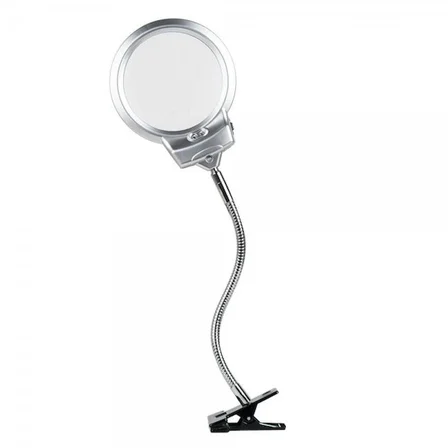 Nikula-2.5X130 MM 5X24 MM LED Aydınlatmalı Büyüteç,Masa üstü Metal Hortum Mandallı-MG15124-C ( Lisin