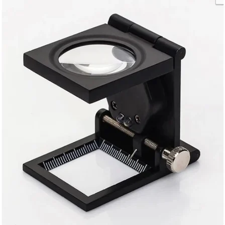 Nikula-28x28 Mm Katlanır Sayaçlı Metal Lüp, 2 LED Işıklı Büyüteç Tekstil Th9005A ( Lisinya )
