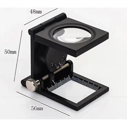 Nikula-28x28 Mm Katlanır Sayaçlı Metal Lüp, 2 LED Işıklı Büyüteç Tekstil Th9005A ( Lisinya )