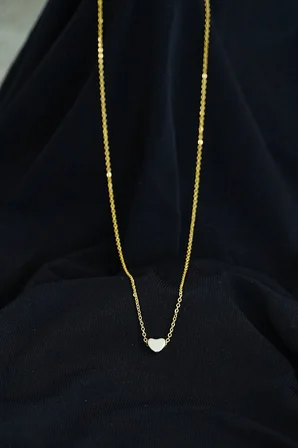 Taşsız Kalpli Kolye Gold Renk