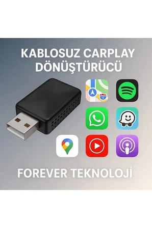 Kablosuz CarPlay & Android Auto Adaptörü - Apple ve Android Cihazlar İçin Evrensel Wireless Carplay 